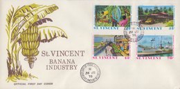 St. VINCENT :1975: Y.405-08 On FDC : FRUIT,BANANA,HARVEST,NAVIGATION,CARGO, - St.Vincent (...-1979)