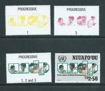Tonga Niuafo´ou 1990 United Nations $2.50 Health Single Specimen Overprint + 3 Gutter Colour Separation Labels - Tonga (1970-...)