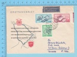 DDR  - Motocross 1963 , FIM, ADMI, 3 Stamps # 657.. 659, Send To Canada  - 2 Scans - Motorbikes