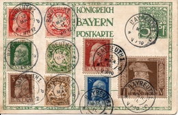ALLEMAGNE...9 TIMBRES SUR CARTE PREOBLITEREE.1919.. - Postal  Stationery