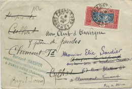 DAHOMEY - 1936 - SEUL Sur ENVELOPPE De PORTO-NOVO Pour CLERMONT-FERRAND REEXPEDIEE - Cartas & Documentos