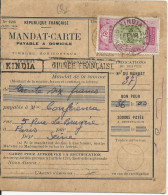 GUINEE - 1932 - RARE TIMBRE SEUL Sur CARTE MANDAT De KINDIA Pour PARIS - Covers & Documents