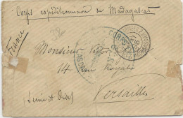 MADAGASCAR - 1895 - ENVELOPPE Du CORPS EXPEDITIONNAIRE Avec OBLITERATION Pour VERSAILLES - Sellos De La Armada (antes De 1900)