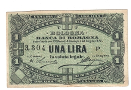 Bologna Banca Di Romagna 24 01 1872 Biglietto Fiduciario 1 Lira R2 RR Q.spl Naturale  LOTTO 1431 - Other & Unclassified