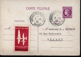 Entier Carte Postale 679 CPI Cérès De Mazelin CAD Journée De L'aviation Cholet Aéroclub Sport Philatélie - Cartes Postales Types Et TSC (avant 1995)