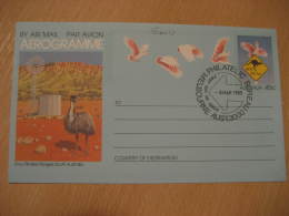 EMU AUTRUCHE OSTRICH OSTRICHES Melbourne 1985 Aerogramme Air Letter Australia - Autruches