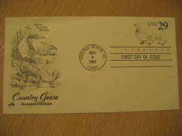 GEESE GANSO Poultry Duck Virginia 1991 FDC Postal Stationery Cover USA - Ganzen