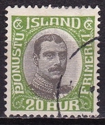 Danisch-Island 1920 Service Stamp King Chritian X 20 Air Green / Grey Michel D 38 - Dienstzegels