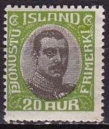 Danisch-Island 1920 Service Stamp King Chritian X 20 Air Green / Grey Michel D 38 MH - Service