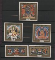 BHUTAN, RARE, UNDERVALUED THANKA / THANGKA BUDDHA SET ON SILK - Bhutan