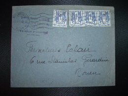 LETTRE TP CHAINES BRISEES 50c X4 OBL.MEC.2 X 45 MOULINS S/ALLIER ALLIER (03) DESCHAUMES & FERRIER - Sonstige & Ohne Zuordnung