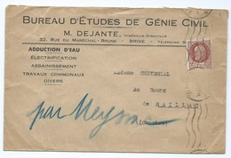 1686 - Lettre 1943 Maréchal Pétain 1fr50 522 Bureau Etude Génie Civil DEJANTE Brive Pour SAILLAC Corrèze - 1921-1960: Période Moderne
