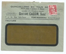 1689 - Lettre 1942 ? Gandon 6f Quincaillerie Maison FOUIN BRELET DENIS Gustave CASSIN Pont Rousseau 44 Rezé - 1921-1960: Modern Period