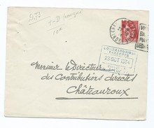 1702 - Lettre 1934 - Type Paix Daguin Chateauroux Contributions Directes Trésor Public Indre - 1921-1960: Période Moderne