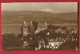 PRB-10 Nyon  Sepia Château Et Mont-Blanc, Léman. Cachet 1924, Phototypie 6142 - Nyon
