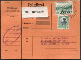 Iceland Fylgibrief Parcelcard Reykjavik - Cartas & Documentos