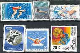 Delcampe - NATATION  Lot 21 ; 6 Timbres Hongrie Mongolie Yougoslavie Bulgarie / Sport Jeux Olympiques - Natation