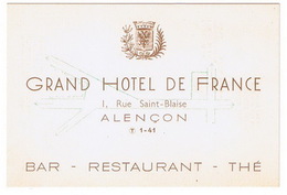 Alençon  GRAND HOTEL DE FRANCE  TBE - Sports & Tourisme