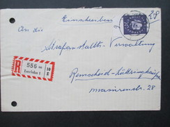 BRD 1959/61 Heuss III Nr. 306 Unterrandstück Als Einfachfrankatur Auf Einschreiben Iserlohn - Remscheid - Cartas