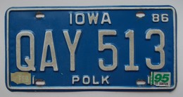 Plaque D'immatriculation - USA - Etat De L' Iowa 1986 - - Number Plates