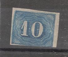 BRASIL / BRESIL / BRAZIL 1854 , Petits Chiffres , Yvert N° 19 A  , 10 R Bleu Non Dentelé , Neuf  * B/TB - Neufs