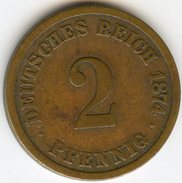 Allemagne Germany 2 Pfennig 1874 A J 2 KM 2 - 2 Pfennig