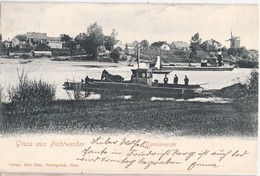 Gruss Aus Fichtwerder Warthe Fähre Mit Pferde Kutsche Belebt Fluss Dampfer Windmühle Witnica 12.9.1902 Gelaufen - Neumark