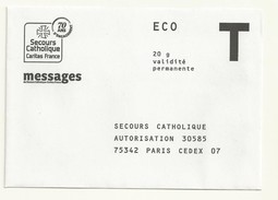 ENVELOPPE T SECOURS CATHOLIQUE  CARITAS FRANCE - Cartas/Sobre De Respuesta T