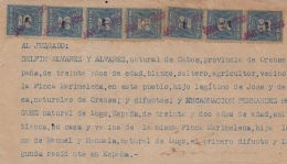 REP-190 CUBA REPUBLICA REVENUE (LG-1094) 5c (12) DARK BLUE TIMBRE NACIONAL 1924 PERF COMPLETE DOC DATED 1933. - Timbres-taxe