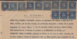 REP-191 CUBA REPUBLICA REVENUE (LG-1095) 5c (12) DARK BLUE TIMBRE NACIONAL 1924 PERF COMPLETE DOC DATED 1933. - Portomarken