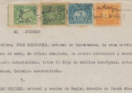 REP-195 CUBA REPUBLICA REVENUE (LG-1099) 1+ 5 + 10 + 50c TIMBRE NACIONAL 1937 PERF COMPLETE DOC DATED 1941. - Timbres-taxe