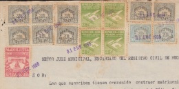 REP-201 CUBA REPUBLICA REVENUE (LG-1105) 5c (8) + 10c TIMBRE NACIONAL 1957 + 25c (4)  JUBILACION NOTARIAL + PALACIO DE J - Timbres-taxe