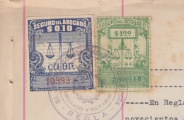 REP-204 CUBA REPUBLICA REVENUE (LG-1108) SEGURO ABOGADOS 1940 + 1$ SEGURO ABOGADOS 1948. COMPLETE DOC  DATED 1950. - Timbres-taxe