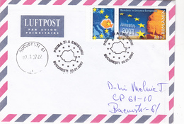 #BV6371  UNUUNEA EUROPEANA STAMPS ON COVER,SEND TO MAIL IN FIRST DAY,OBLITERATION FDC , VERY RARE! ROMANIA.. - FDC