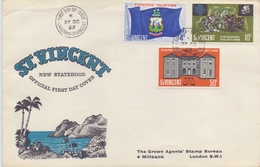 St. VINCENT :1969: Y.258-60 On FDC : STATEHOOD,EMBLÈME,EMBLEM,FLAG,DRAPEAU,ARCHITECTURE, - St.Vincent (...-1979)