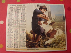 Calendrier Illustré En Carton De 1976. Almanach Des PTT Postes Facteur. Oberthur. Veau Mouton Agneau - Big : 1971-80