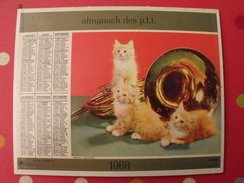 Calendrier Illustré En Carton De 1968. Almanach Des PTT Postes Facteur. Oberthur. Chat Chien - Big : 1961-70