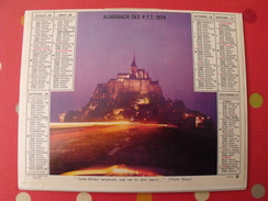 Calendrier Illustré En Carton De 1974. Almanach Des PTT Postes Facteur. Mont Saint-michel Montagne - Grand Format : 1971-80
