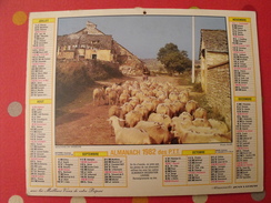 Calendrier Illustré En Carton De 1982. Almanach Des PTT Postes Facteur. Moutons Attelage Chevaux - Grand Format : 1981-90