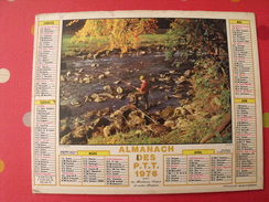 Calendrier Illustré En Carton De 1976. Almanach Des PTT Postes Facteur. Pêche Chasse - Tamaño Grande : 1971-80