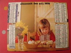 Calendrier Illustré En Carton De 1978. Almanach Des PTT Postes Facteur. Poussin Lapin Enfant - Big : 1971-80