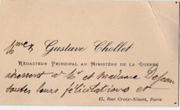 VP6830 - CDV - Carte De Visite -  Mme Gustave CHOLET Rédacteur Principal Au Ministère De La Guerre à PARIS - Visiting Cards