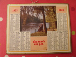 Calendrier Illustré En Carton De 1973. Almanach Des PTT Postes Facteur. Pêche - Grand Format : 1971-80