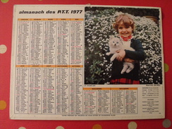 Calendrier Illustré En Carton De 1977. Almanach Des PTT Postes Facteur. Fillette Chat - Groot Formaat: 1971-80