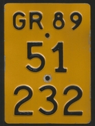 Velonummer Mofanummer Graubünden GR 89 - Number Plates