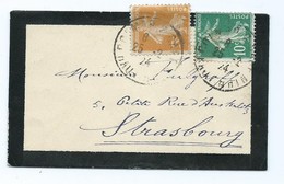 2404 - Mignonette Semeuse 1924 Cachet Colmar 2 Gare Pour Strasbourg Fullgraff Lettre De Deuil - 1877-1920: Semi Modern Period