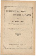 Université De Nancy Sociétés Savantes M. Henry Joly Extrait Du Rapport Général Sur L'exposition De Nancy De 1910 - Lorraine - Vosges