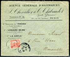 TUNISIE - N° 32 / LETTRE EN-TÊTE OBL. TUNIS LE 20/3/1909 POUR MARSEILLE - TB - Brieven En Documenten