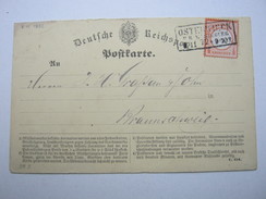 1872 , OSTERWIECK  , Klarer Stempel Auf Karte Mit  1/2 Groschen Kleiner Brustschild - Briefe U. Dokumente