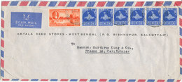 India Air Mail Cover Sent To USA 4-7-1960 MAP On Stamps - Airmail